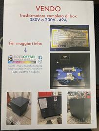TRASFORMATORE CON BOX  da 380 a 200V da 49Ah
