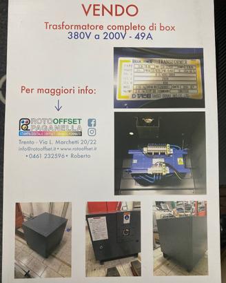 TRASFORMATORE CON BOX  da 380 a 200V da 49Ah