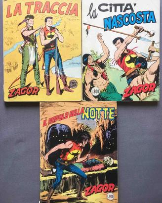 Lotto 3 copie Zagor scritta rossa. Anni 1972-1981