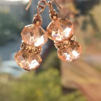 Vintage Art Deco Sterling Silver Pink Glass Bead D