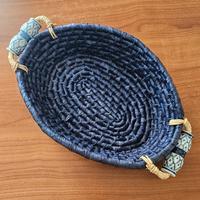 Cesto blu con manici vintage