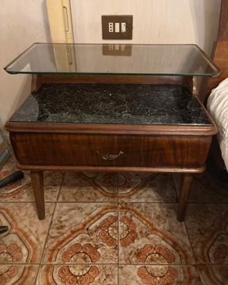 Coppia di comodino vintage in radica di noce