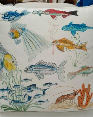 cuscino in lino dipinto a mano