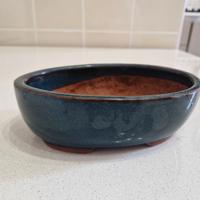 Vaso Giapponese smaltato verde-blu bonsai 20cm