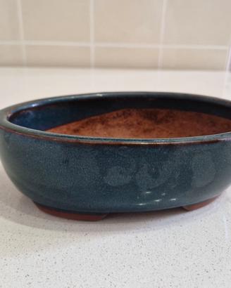 Vaso Giapponese smaltato verde-blu bonsai 20cm