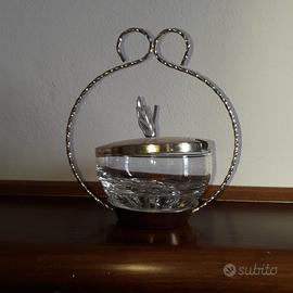 Zuccheriera formaggera vintage in cristallo