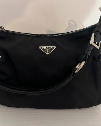 Prada borsa a spalla pelle e re-nylon con card