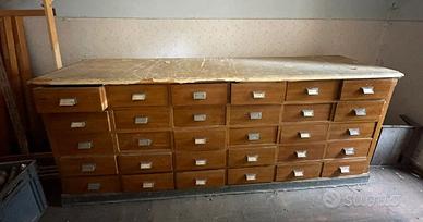 FARMACIA ANTICA CASSETTIERA BANCONE CREDENZA