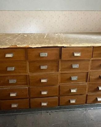 FARMACIA ANTICA CASSETTIERA BANCONE CREDENZA
