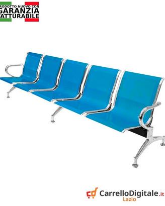 panca da attesa in acciaio colore blu 5 posti