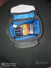 borsa tracolla per videocamera minidv + 4 cassette