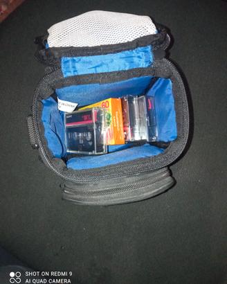 borsa tracolla per videocamera minidv + 4 cassette