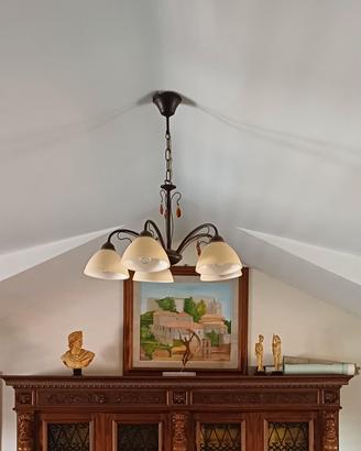 Lampadario in ferro battuto 