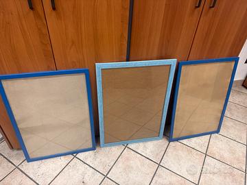 4 cornici legno due blu e due azzurre