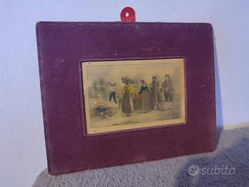 Quadretto antico con cornice in velluto