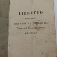 Libretto di trattamento delle nutrici anno 1872