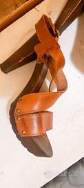 SANDALO CON TACCO PELLE/LEGNO ETSY