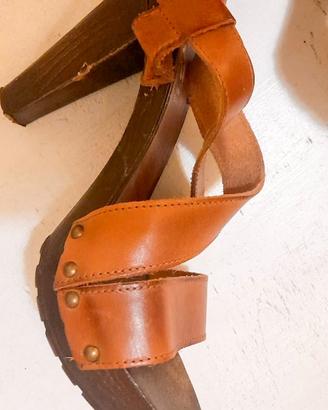 SANDALO CON TACCO PELLE/LEGNO ETSY
