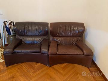 Poltrone Saporiti in pelle a vela alta Anni 70
