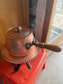 Set per fonduta in rame antico martellato