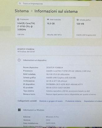HP Prodesk400G6MT - I7-9700 16GB Ram -  480GB NVME