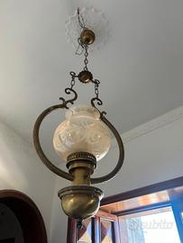 lampadario ottone e vetro