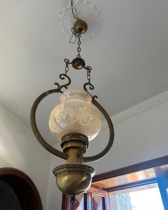 lampadario ottone e vetro