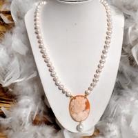 collana vintage perle naturali e cammeo conchiglia