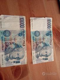 due banconote da diecimila lire 