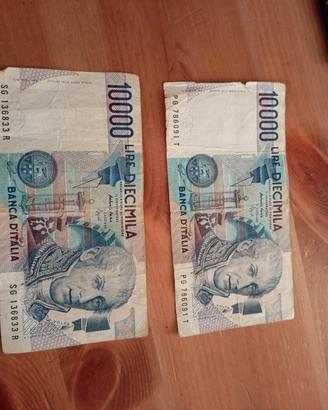 due banconote da diecimila lire 