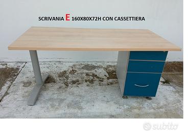 scrivania rettangolare 160x80x72h color ciliegio