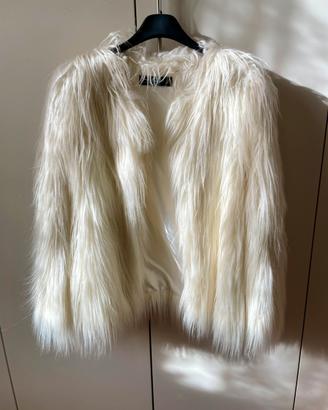 Cappotto Zara pelliccia sintetica bianca