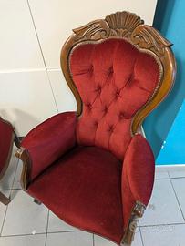Coppia Poltrone Pozzetto Vintage in Velluto Rosso