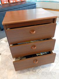 Cassettiera da scrivania, comodino in legno 