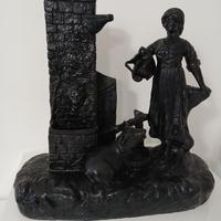 Antica Scultura Statua Terracotta Smaltata Patina