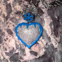 Collana cuore iced out ghiacciata hip-hop nuova