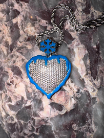 Collana cuore iced out ghiacciata hip-hop nuova
