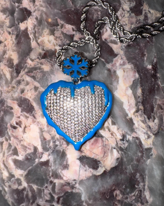 Collana cuore iced out ghiacciata hip-hop nuova
