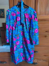 Vestito lungo fantasia floreale manica lunga