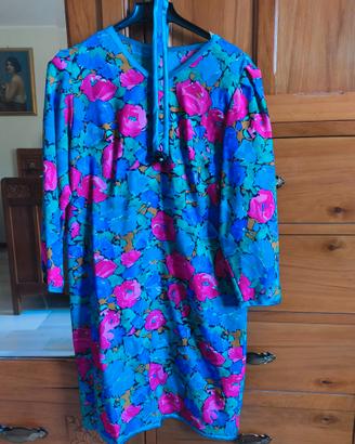 Vestito lungo fantasia floreale manica lunga