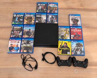 Playstation 4 slim+2joystick+15 giochi +cavojoysti