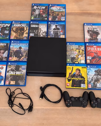 Playstation 4 slim+2joystick+15 giochi +cavojoysti