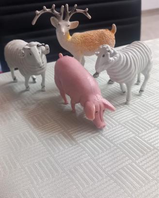 Lotto 4 Animali Fattoria Plastica Vintage toys
