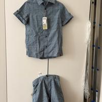 Benetton Completo shorts e maglia in lino 7 anni