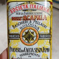 Antica scatola latta polvere da caccia Baschieri