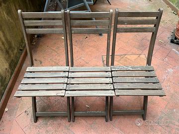 3 sedie da giardino in legno