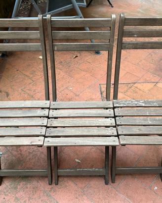 3 sedie da giardino in legno