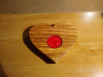 Portacandele in legno di ulivo