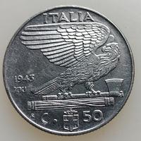 REGNO V.E.III 50 CENTESIMI 1943 XXI,RARA, SPL QFDC