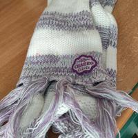 Sciarpa e cappello abbinati inverno lilla bianco